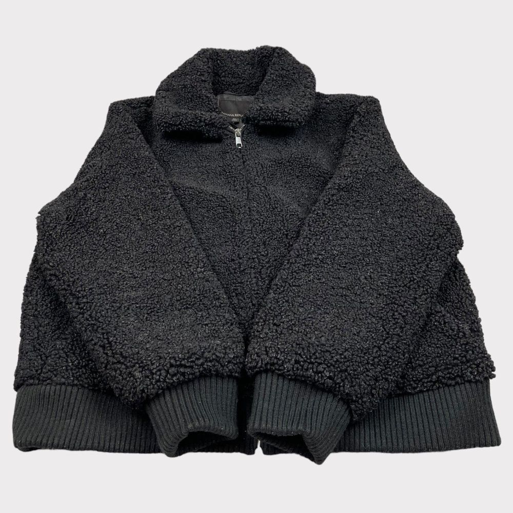 Banana Republic Full Zip Sherpa Bomber Jacket in Black Women's Size XL - Picture 6 of 14